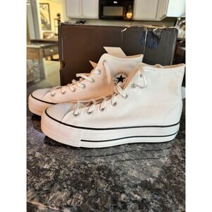 Converse Chuck Taylor All Star Lift Hi White Platform Sneakers 560846F Womens 10